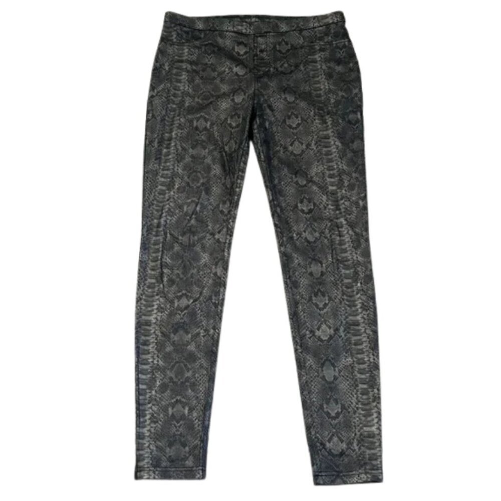 HUE Women's Charcoal and Black Python Lacquer Leggings - Size L